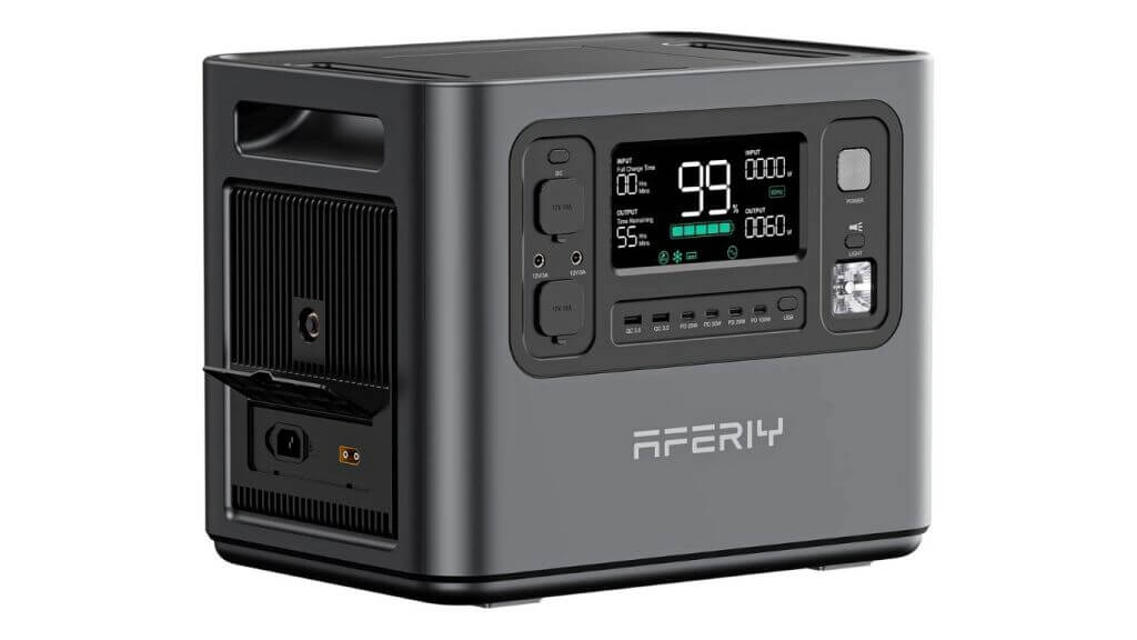Estación de energía portátil AFERIY P210 de 2400 W y 2048 Wh