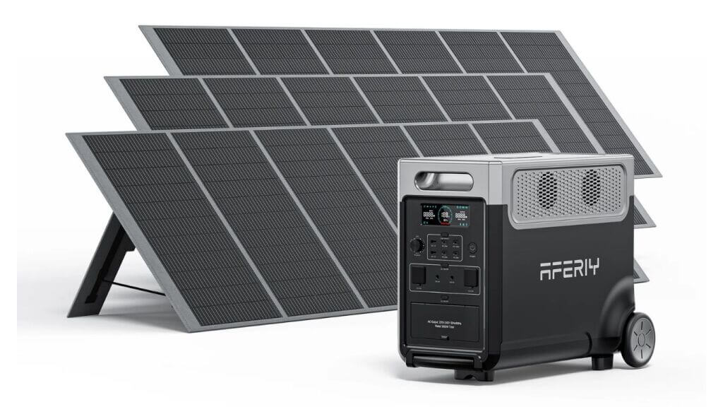 generador energia solar con tres paneles